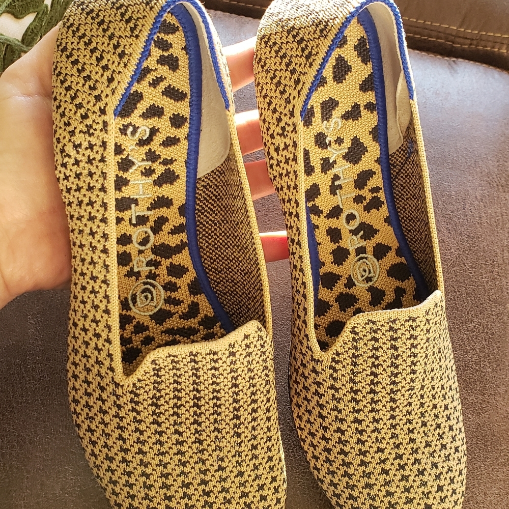 Rothy's Gold Houndstooth Loafers Size 8